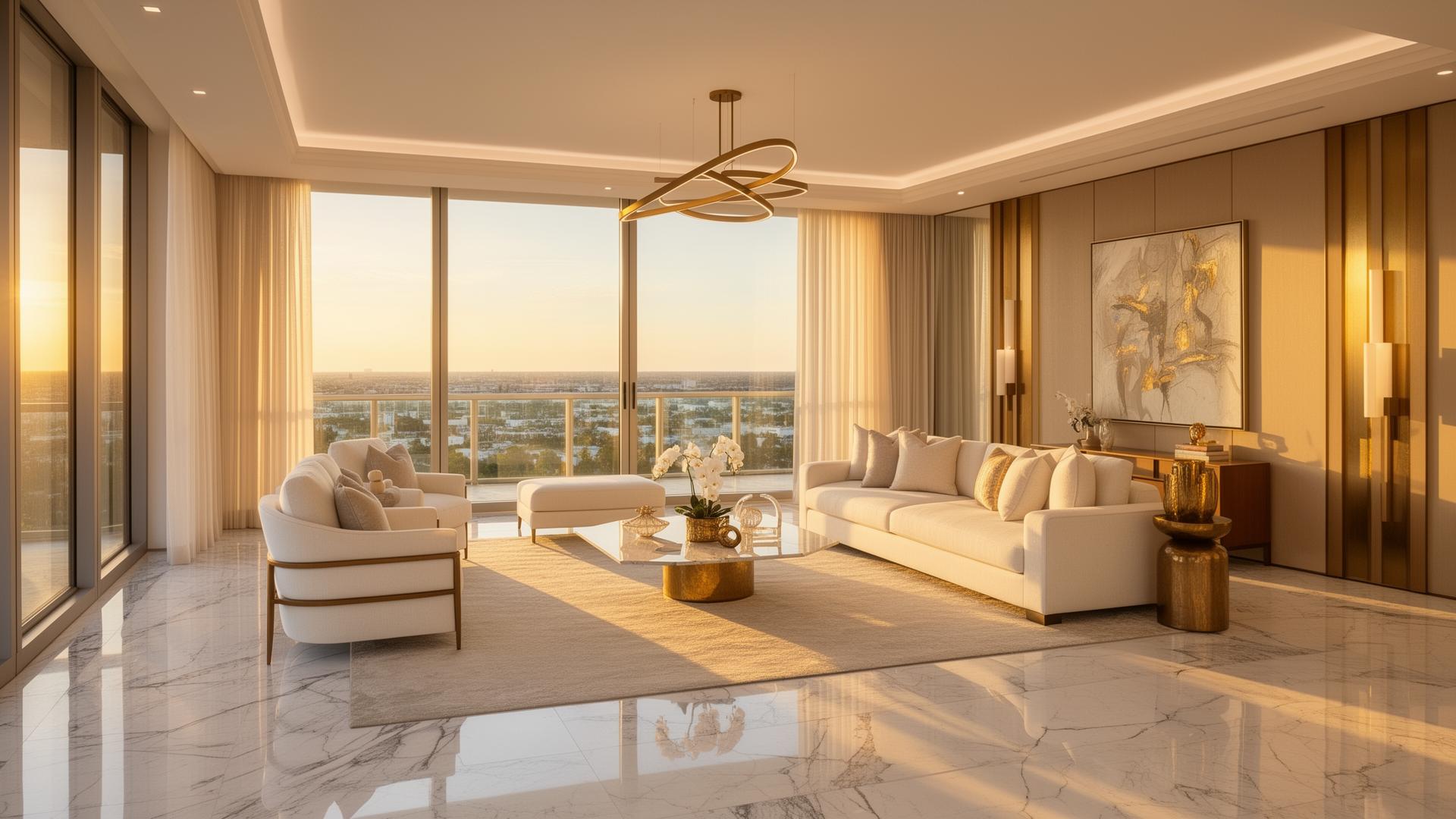 Luxury Miami living room professionally cleaned by KG Cleaning